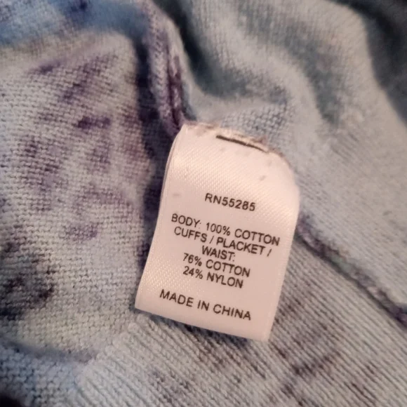 EUC Express Lightweight Cotton Cropped Blue Cardigan, Short Sleeves, Size M - Picture 5 of 7